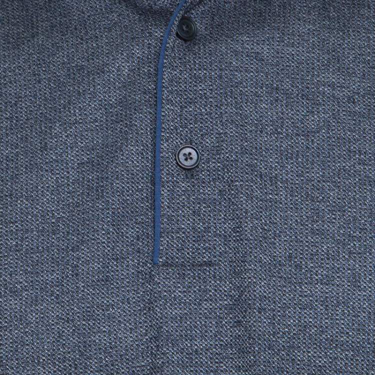 Pre Owned Ermenegildo Zegna Multicolor Contrast Trim Short Sleeve Polo T-Shirt M