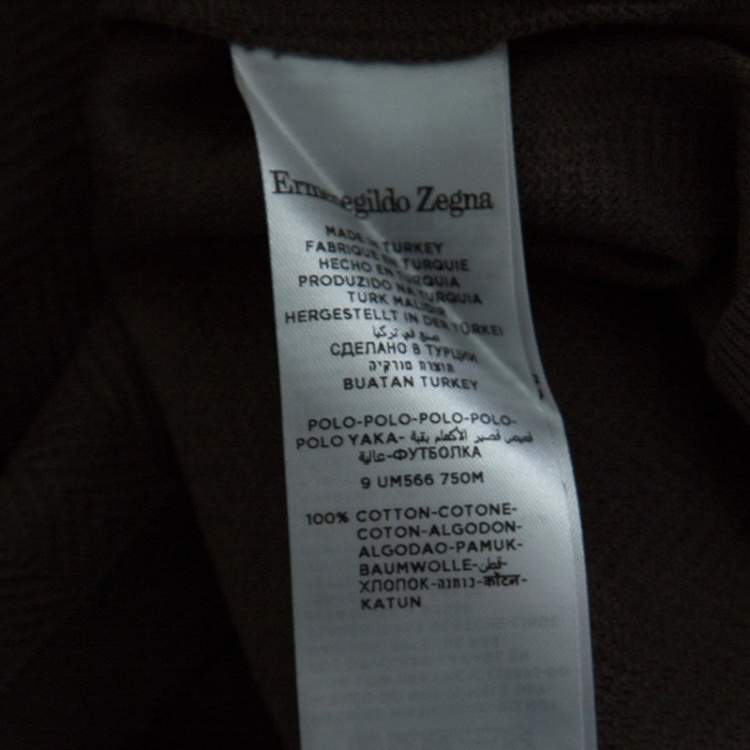 Pre Owned Ermenegildo Zegna for Maserati Grey Knit Herringbone Pattern Polo T-Shirt M