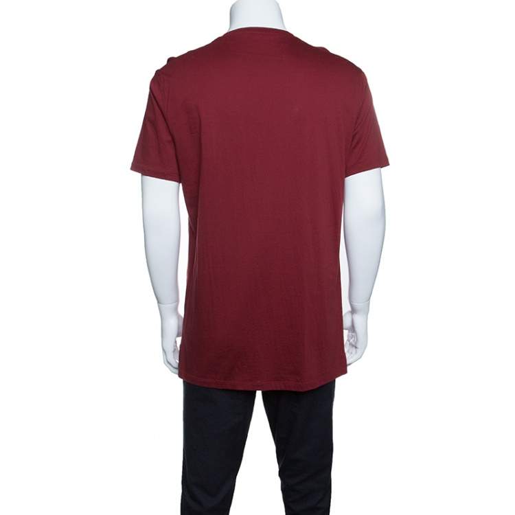 Pre Owned Ermenegildo Zegna Red Cotton Crew Neck Short Sleeve T-Shirt L