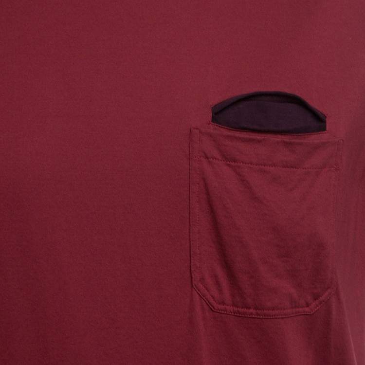 Pre Owned Ermenegildo Zegna Red Cotton Crew Neck Short Sleeve T-Shirt L