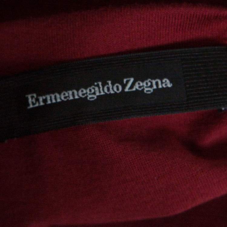 Pre Owned Ermenegildo Zegna Red Cotton Crew Neck Short Sleeve T-Shirt L