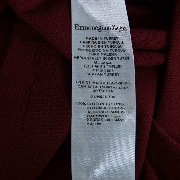 Pre Owned Ermenegildo Zegna Red Cotton Crew Neck Short Sleeve T-Shirt L