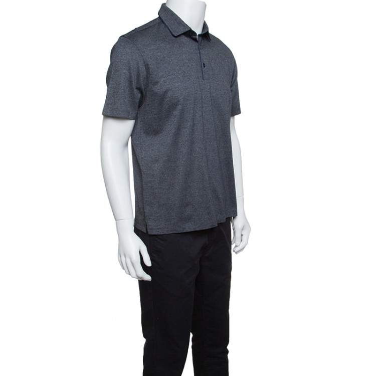 مملوكة مسبقًا Ermenegildo Zegna Grey Marled Cotton Polo T-Shirt M