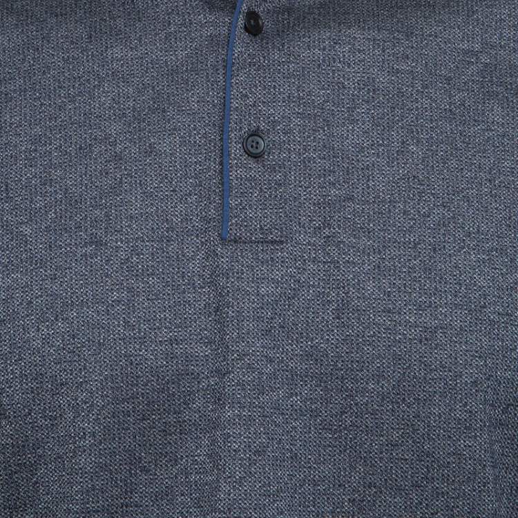 مملوكة مسبقًا Ermenegildo Zegna Grey Marled Cotton Polo T-Shirt M