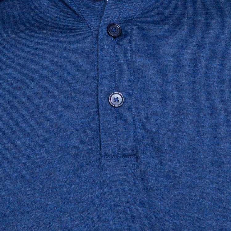 Pre Owned Ermenegildo Zegna Navy Blue Slub Jersey Long Sleeve Polo T-Shirt S