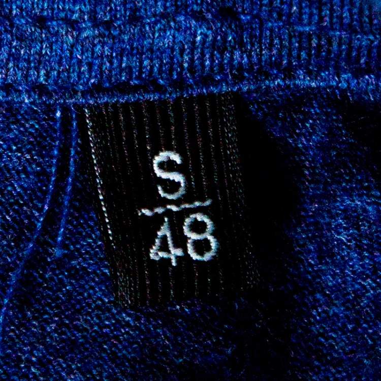 Pre Owned Ermenegildo Zegna Navy Blue Slub Jersey Long Sleeve Polo T-Shirt S