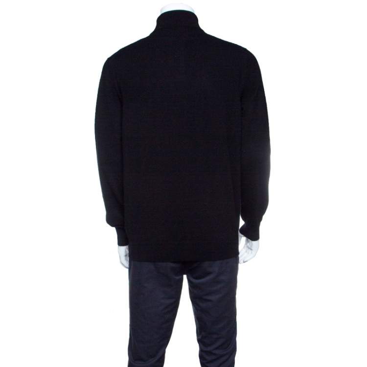 Pre Owned Ermenegildo Zegna Premium Cashmere Black Zip Detail Sweater M