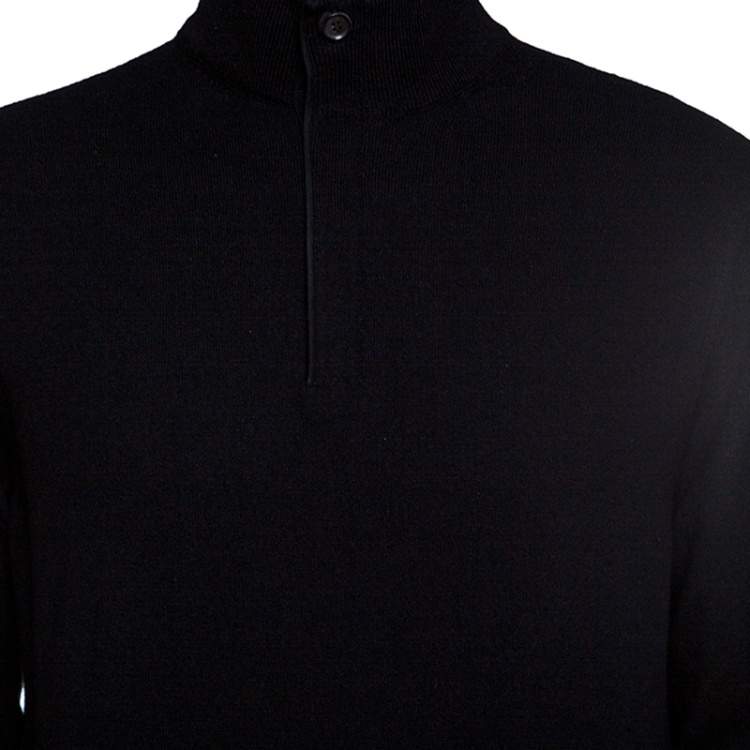 Pre Owned Ermenegildo Zegna Premium Cashmere Black Zip Detail Sweater M