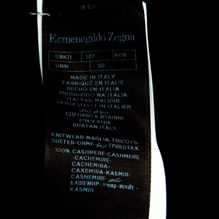 Pre Owned Ermenegildo Zegna Premium Cashmere Black Zip Detail Sweater M