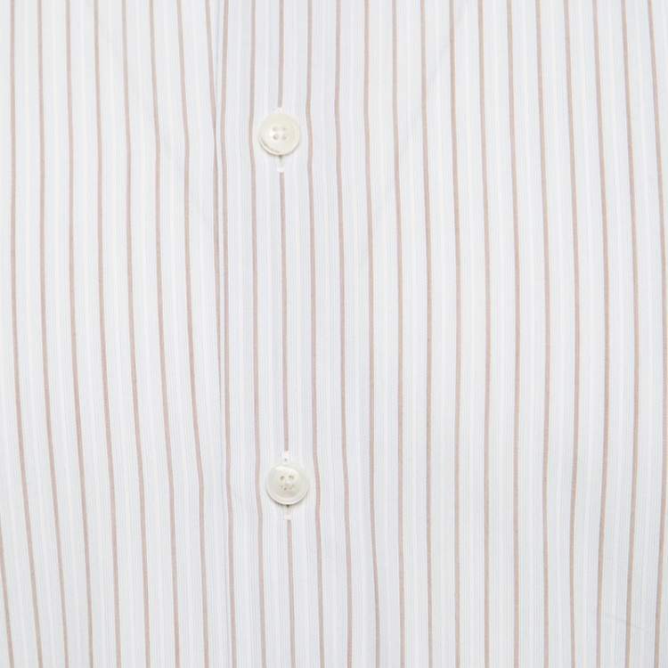 Pre Owned Ermenegildo Zegna Light Blue and Brown Striped Cotton Regular Fit Shirt L