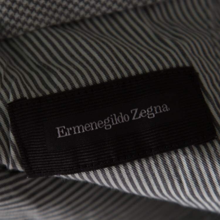Pre Owned Ermenegildo Zegna Green Micro Striped Stretch Cotton Trousers XXL