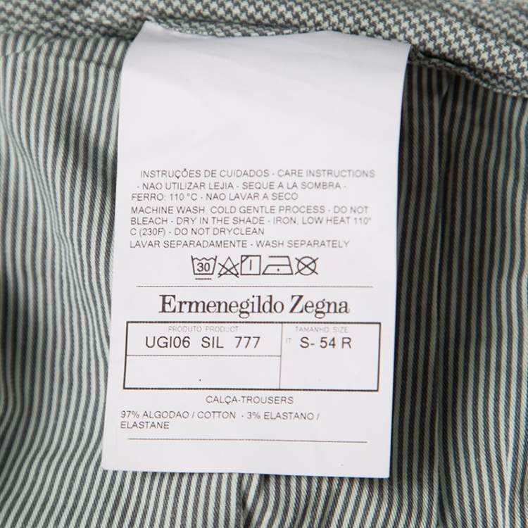 Pre Owned Ermenegildo Zegna Green Micro Striped Stretch Cotton Trousers XXL