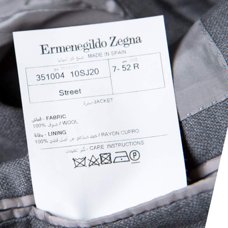 Pre Owned Ermenegildo Zegna Grey Wool Tailored Street Blazer XL