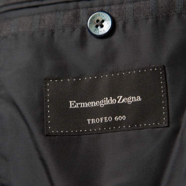 مملوكة مسبقًا Ermenegildo Zegna Grey Striped Wool Trofeo 600 Mila Suit XL