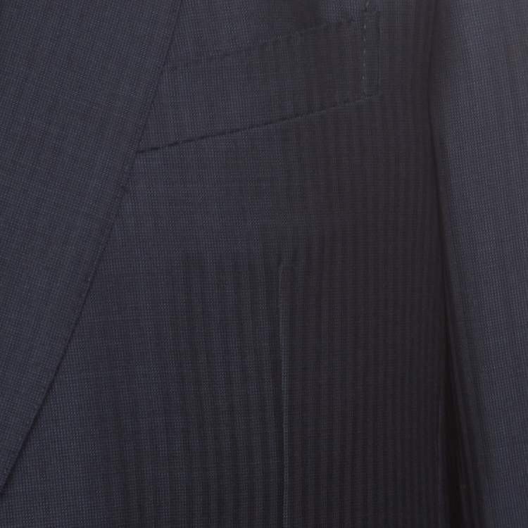 Pre Owned Ermenegildo Zegna Navy Blue Tonal Striped Wool Blazer XL