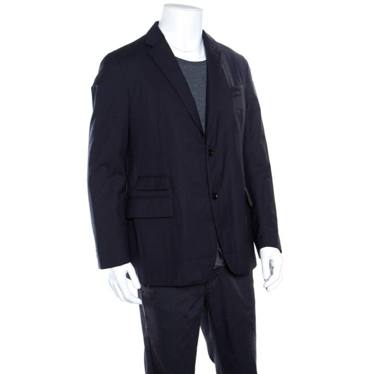 Pre Owned Ermenegildo Zegna Elements Navy Blue Wool Padded Jacket XXL
