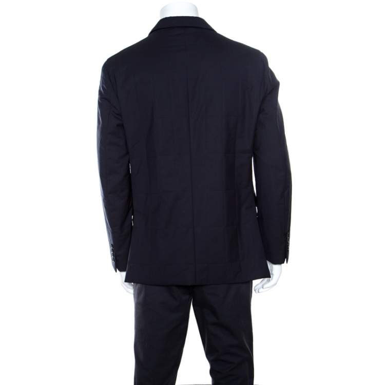 Pre Owned Ermenegildo Zegna Elements Navy Blue Wool Padded Jacket XXL