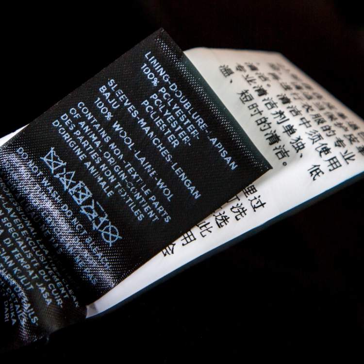 Pre Owned Ermenegildo Zegna High Performance Navy Blue Wool Leather Trim Detail Zip Front Cardigan S