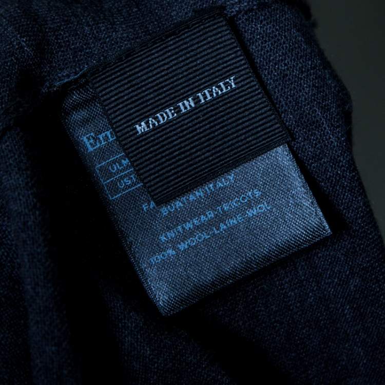 Pre Owned Ermenegildo Zegna High Performance Dark Grey Ribbed Trim Sweater L