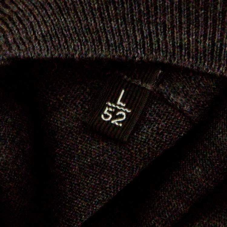 Pre Owned Ermenegildo Zegna High Performance Dark Grey Ribbed Trim Sweater L