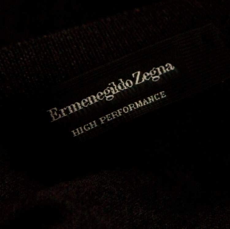 Pre Owned Ermenegildo Zegna High Performance Dark Grey Ribbed Trim Sweater L