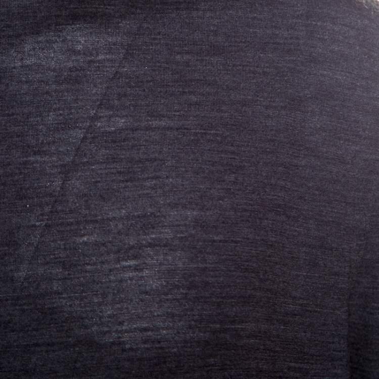 Pre Owned Ermenegildo Zegna High Performance Dark Grey Ribbed Trim Sweater L