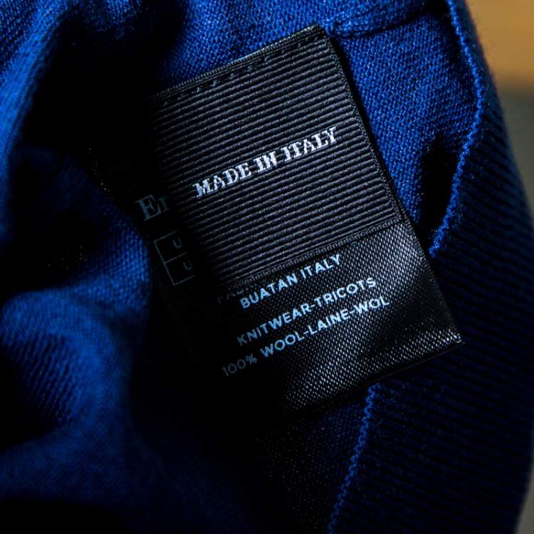 Pre Owned Ermenegildo Zegna High Performance Navy Blue Ribbed Trim Sweater L