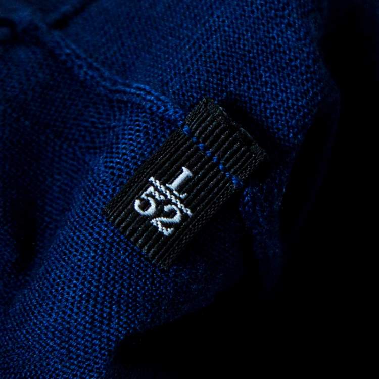 Pre Owned Ermenegildo Zegna High Performance Navy Blue Ribbed Trim Sweater L