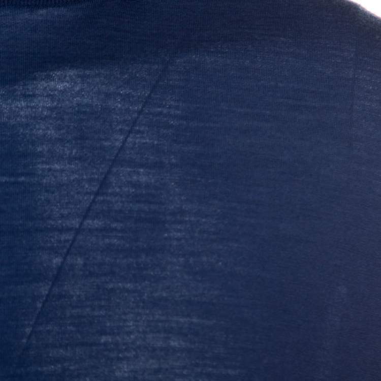 Pre Owned Ermenegildo Zegna High Performance Navy Blue Ribbed Trim Sweater L