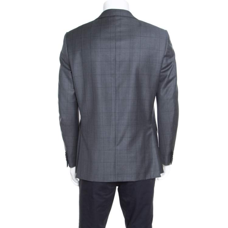 Pre Owned Ermenegildo Zegna Grey Checked Wool Mila Blazer L