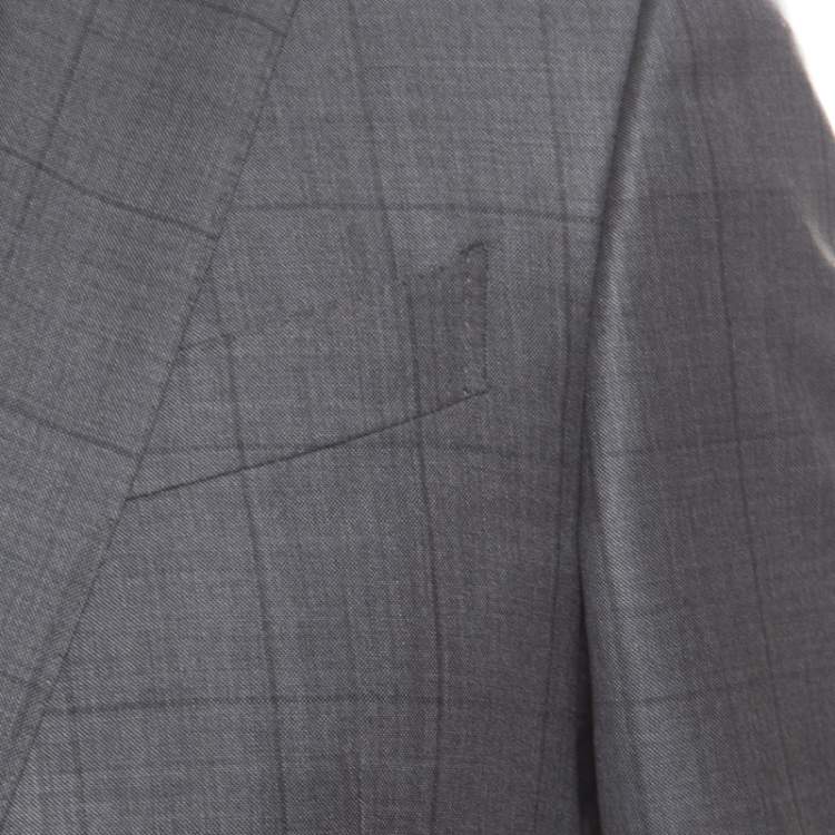 Pre Owned Ermenegildo Zegna Grey Checked Wool Mila Blazer L