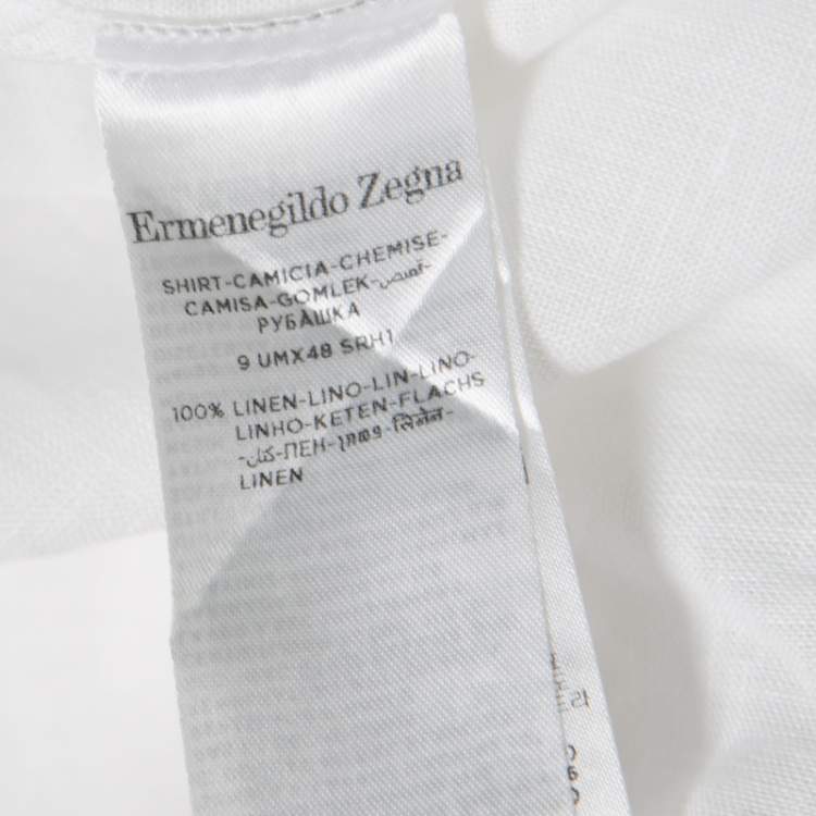 Pre Owned Ermenegildo Zegna White Linen Long Sleeve Button Down Shirt XXL