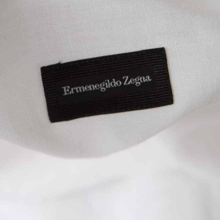Pre Owned Ermenegildo Zegna White Linen Long Sleeve Button Down Shirt XXL
