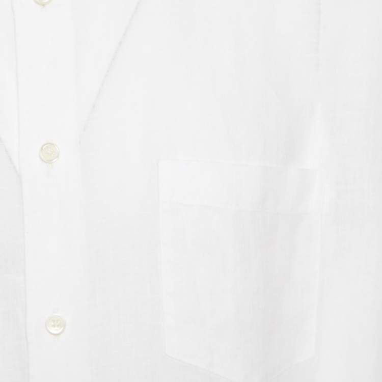 Pre Owned Ermenegildo Zegna White Linen Long Sleeve Button Down Shirt XXL