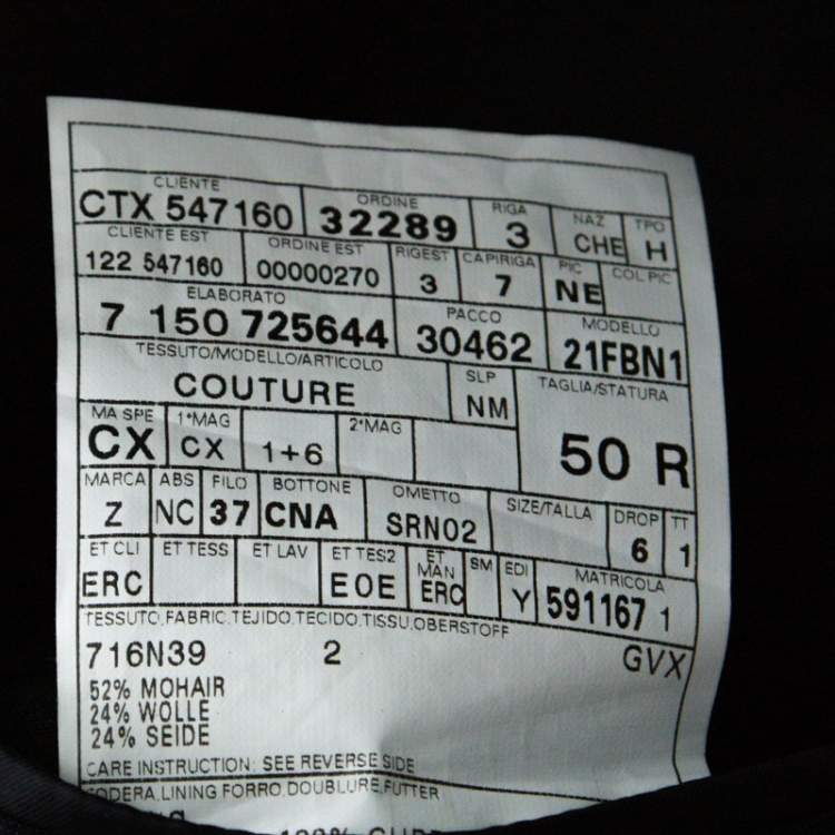 Pre Owned Ermenegildo Zegna Dark Blue & Black Striped Mohair & Wool Blend Classic Fit Suit L