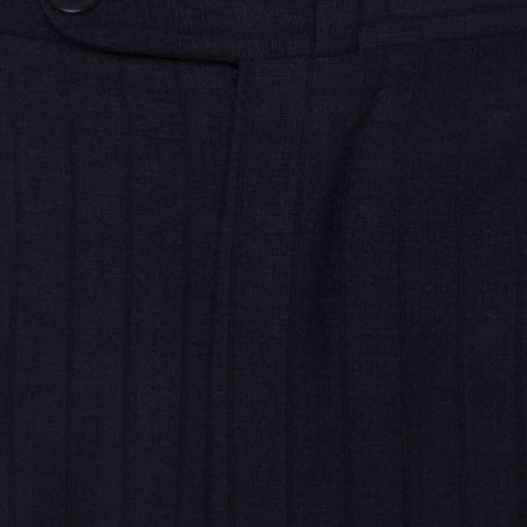 Pre Owned Ermenegildo Zegna Dark Blue & Black Striped Mohair & Wool Blend Classic Fit Suit L