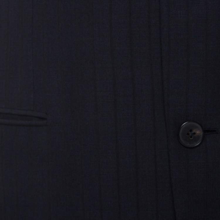 Pre Owned Ermenegildo Zegna Dark Blue & Black Striped Mohair & Wool Blend Classic Fit Suit L