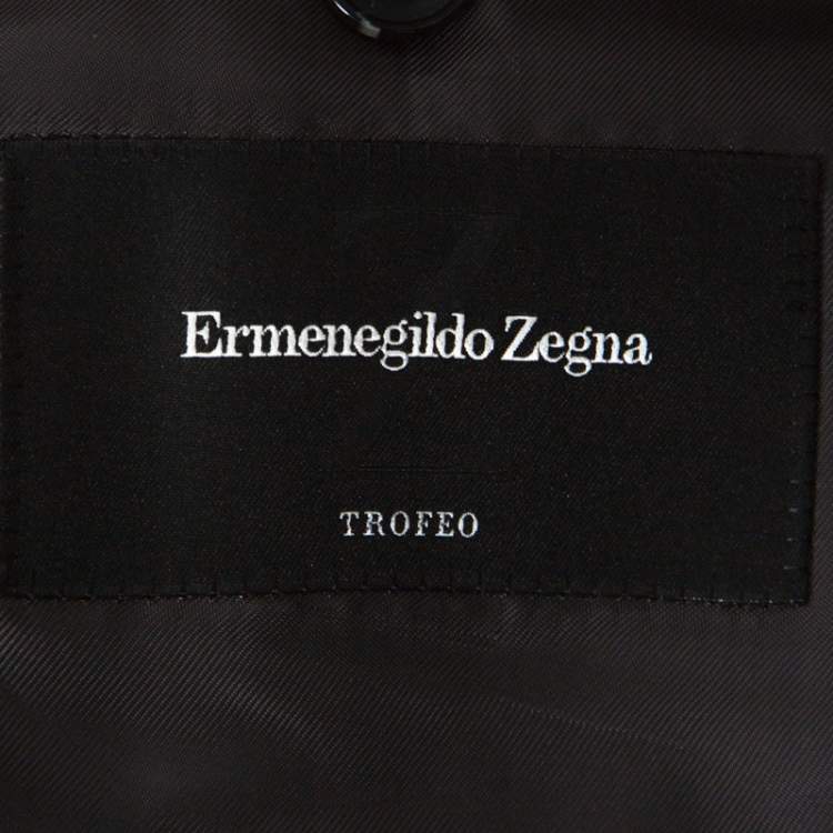 Pre Owned  Ermenegildo Zegna Grey Striped Wool Classic Three Button Trofeo Blazer M