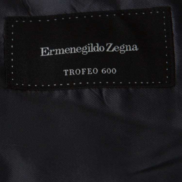 Pre Owned Ermenegildo Zegna Grey and Blue Pinstripe Wool Blazer L