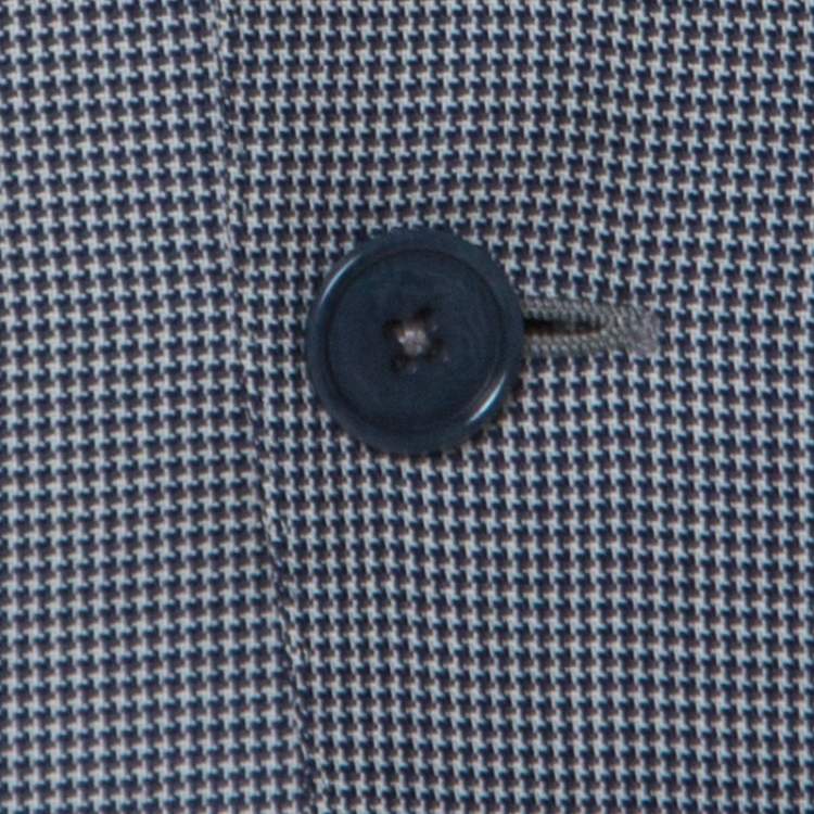 Pre Owned Ermenegildo Zegna Bicolor Houndstooth Wool and Silk Blend Blazer L
