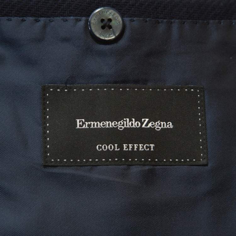 Pre Owned Ermenegildo Zegna Navy Blue Cool Effect Wool Blazer L