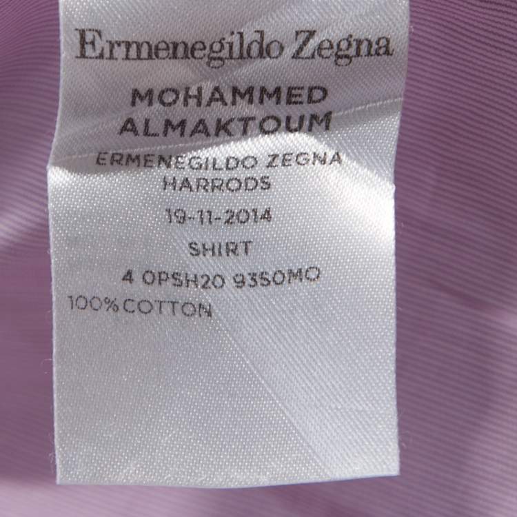 Pre Owned Ermenegildo Zegna Premium Lavender Striped Cotton Button Front Shirt L