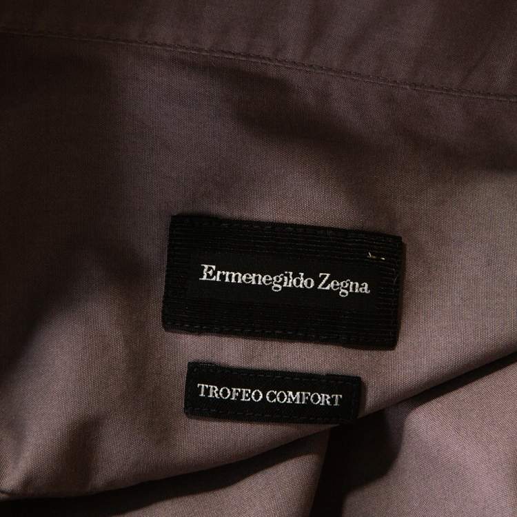Pre Owned Ermenegildo Zegna Grey Cotton Trofeo Comfort Tailored Fit Shirt M