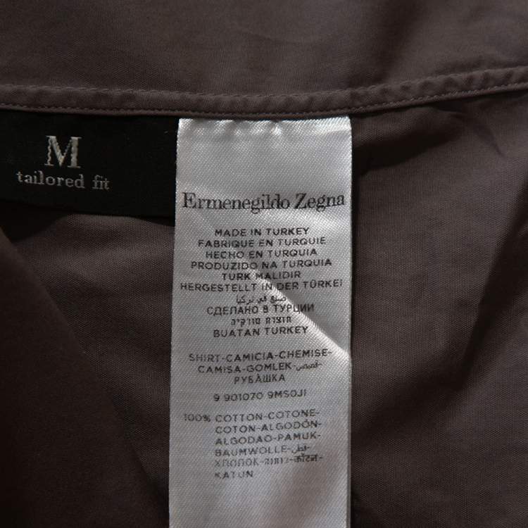 Pre Owned Ermenegildo Zegna Grey Cotton Trofeo Comfort Tailored Fit Shirt M