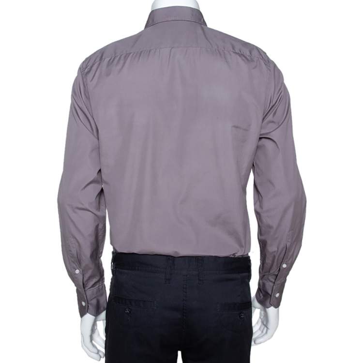 Pre Owned Ermenegildo Zegna Grey Cotton Trofeo Comfort Tailored Fit Shirt M