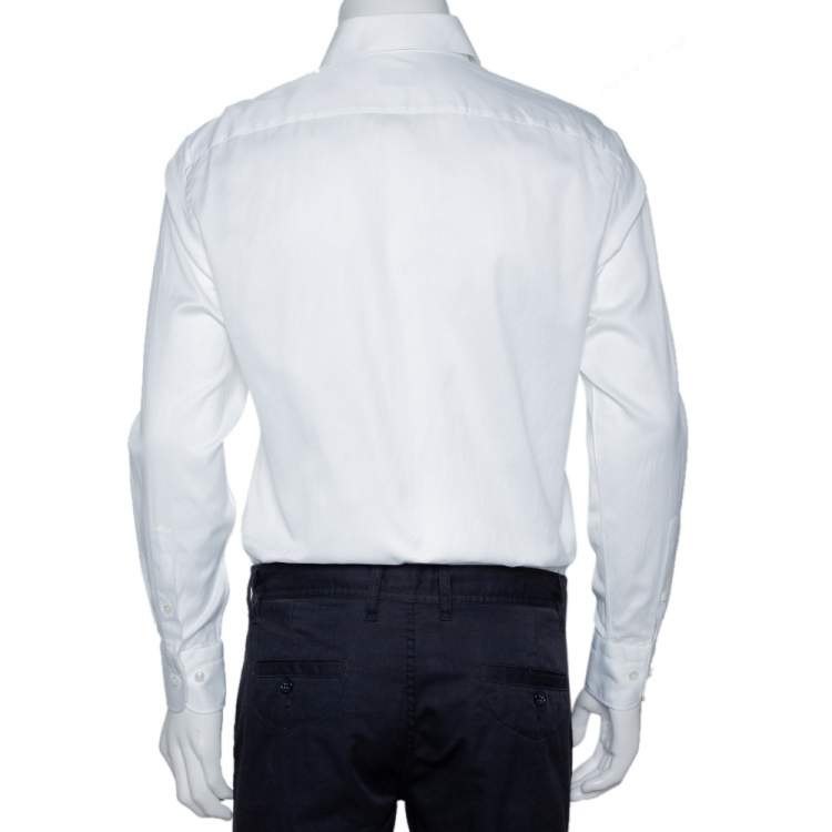 مملوكة مسبقًا Ermenegildo Zegna Su Misura White Cotton Tailored Fit Shirt M