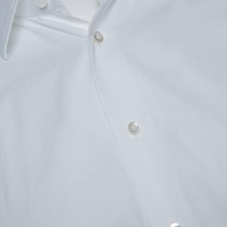 مملوكة مسبقًا Ermenegildo Zegna Su Misura White Cotton Tailored Fit Shirt M