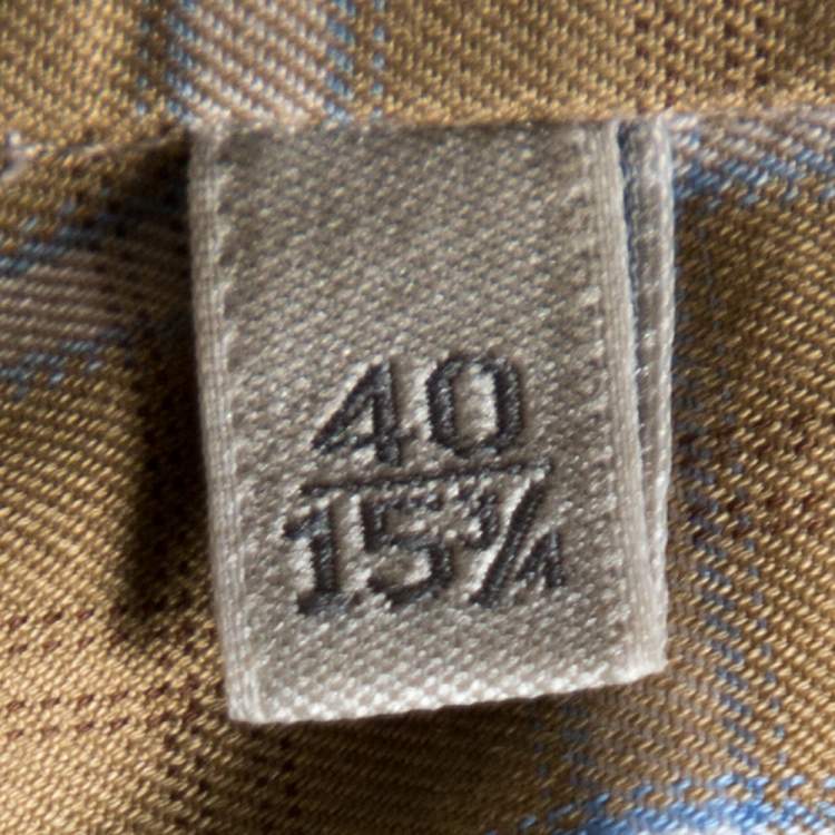 Pre Owned Ermenegildo Zegna Beige Checked Cotton Long Sleeve Shirt M