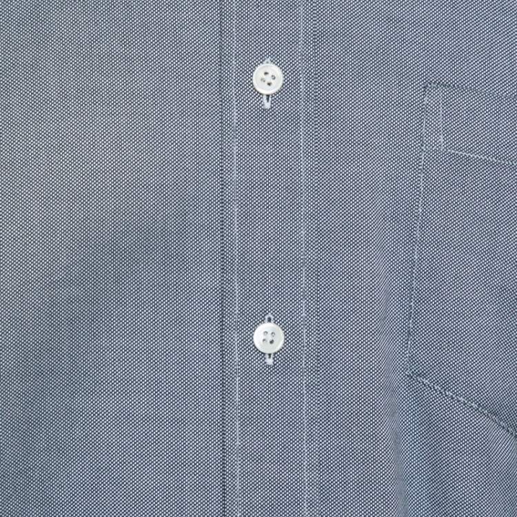 Pre Owned Ermenegildo Zegna Monochrome Oxford Cotton Long Sleeve Shirt XL