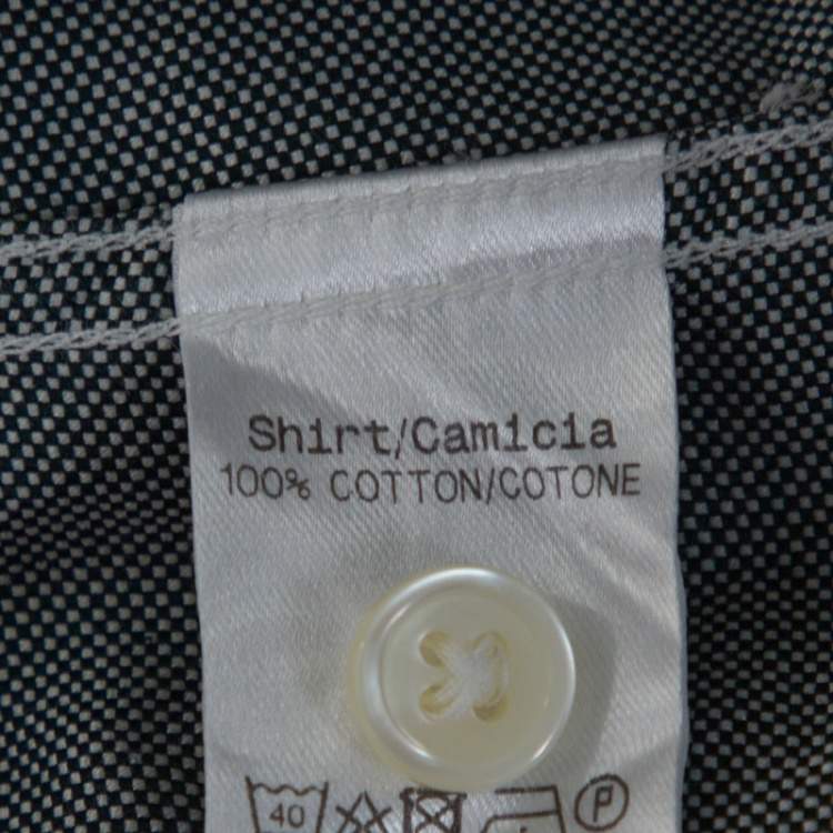 Pre Owned Ermenegildo Zegna Monochrome Oxford Cotton Long Sleeve Shirt XL